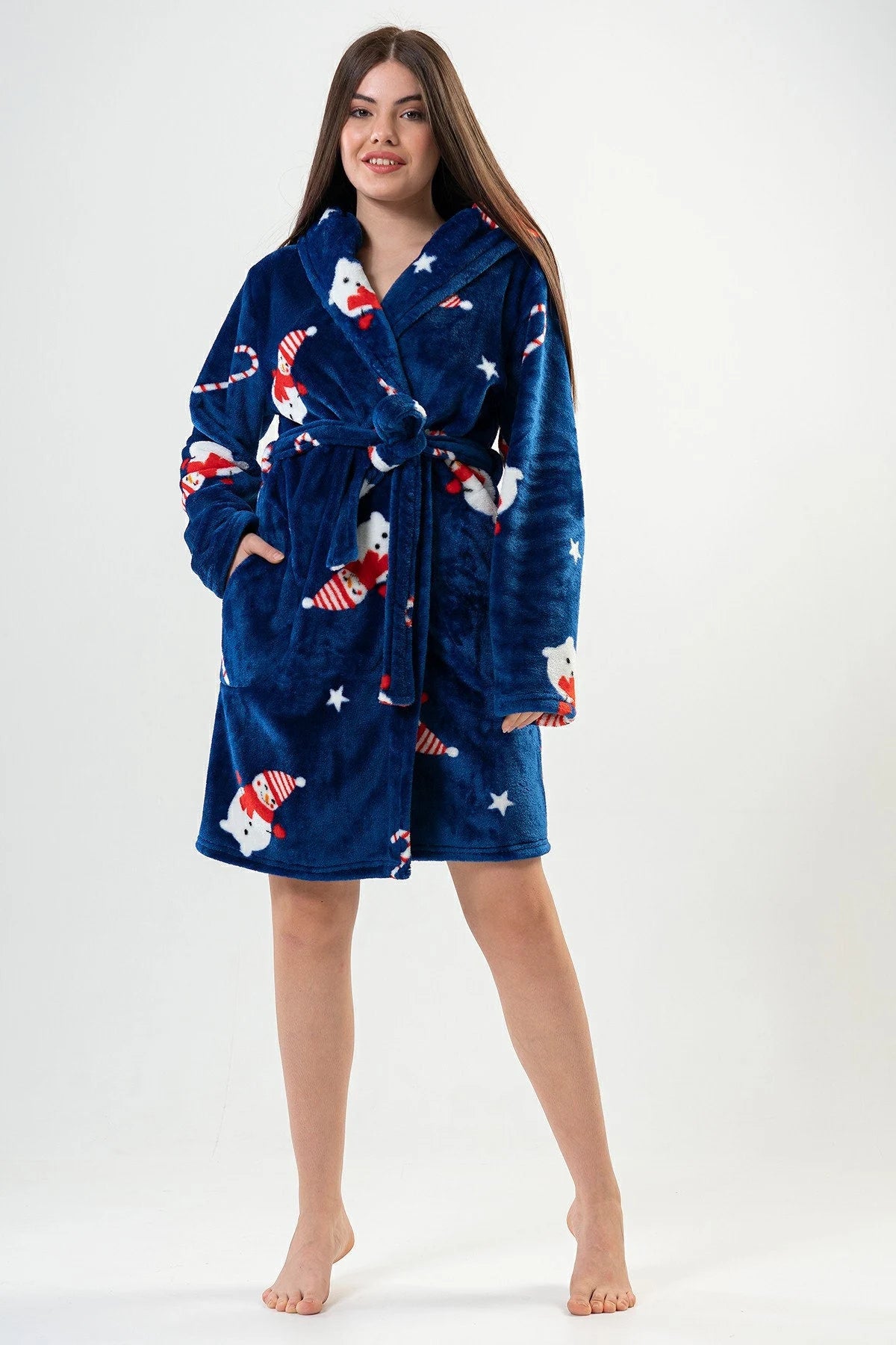 Snowman Fleece Dressing Gown for Women