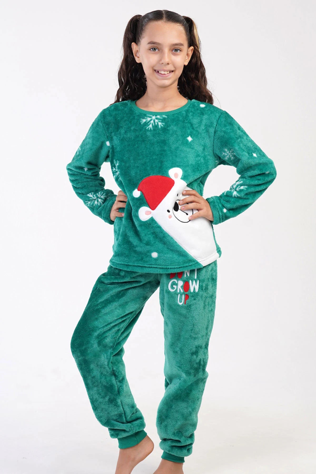 Green Christmas Themed Polar Bear Pajama for Kids