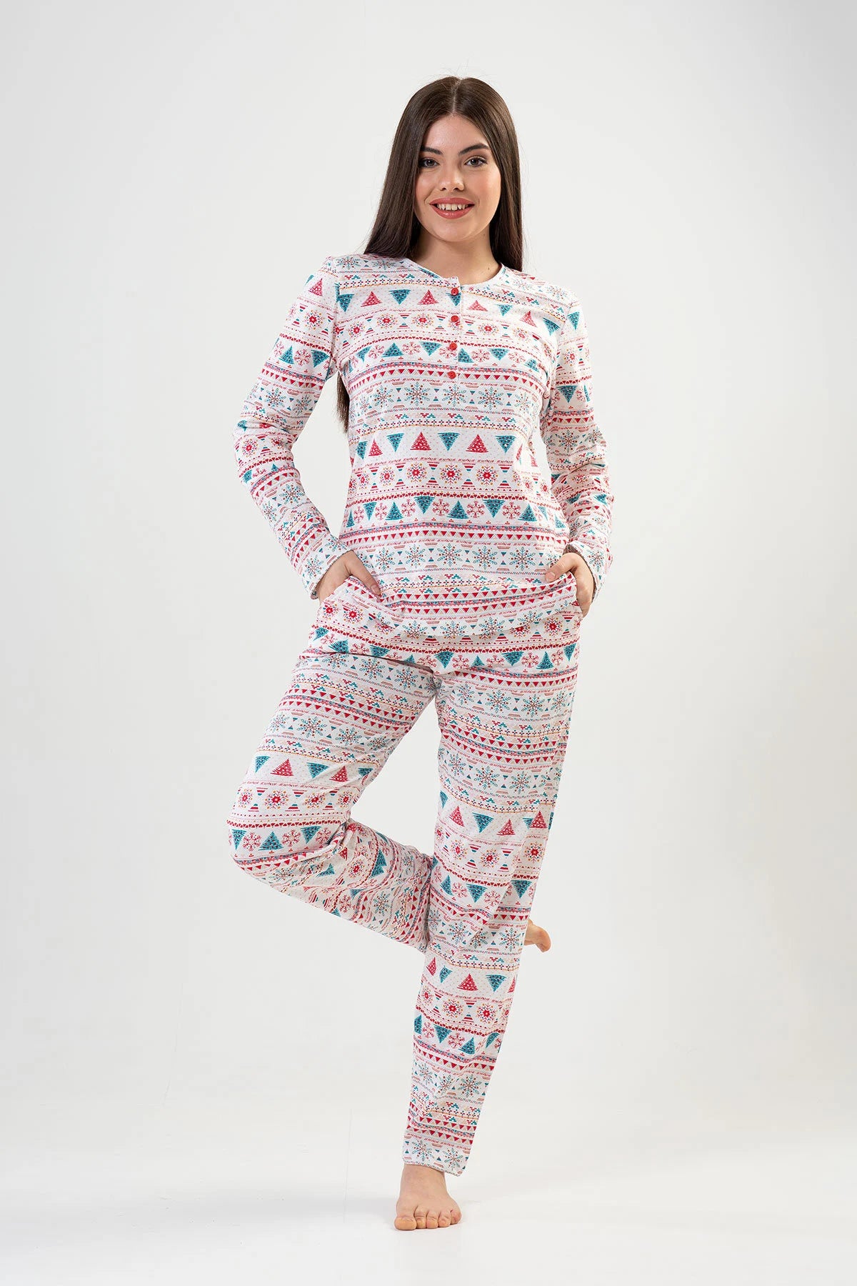 Cotton Christmas Themed Woman Pajama Set