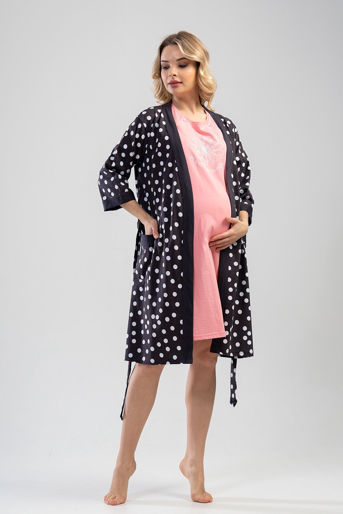 Cotton Maternity Dressing Gown Set